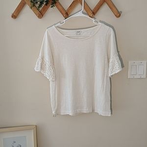 J.Crew Lace Ruffle Sleeve Top